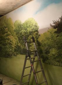 garden backdrop painting