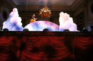 painted red drape, theatre backdrop